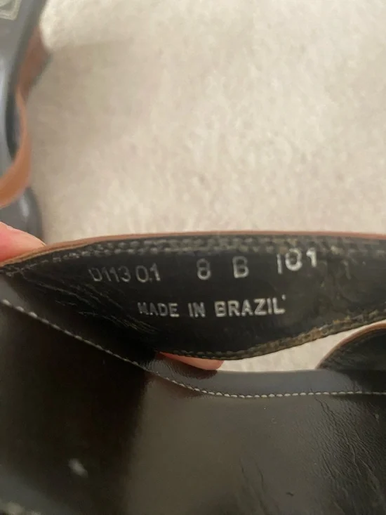 Cole Haan British Tan Brown  Leather Wedge Slide Sandals 8 - Picture 7 of 8